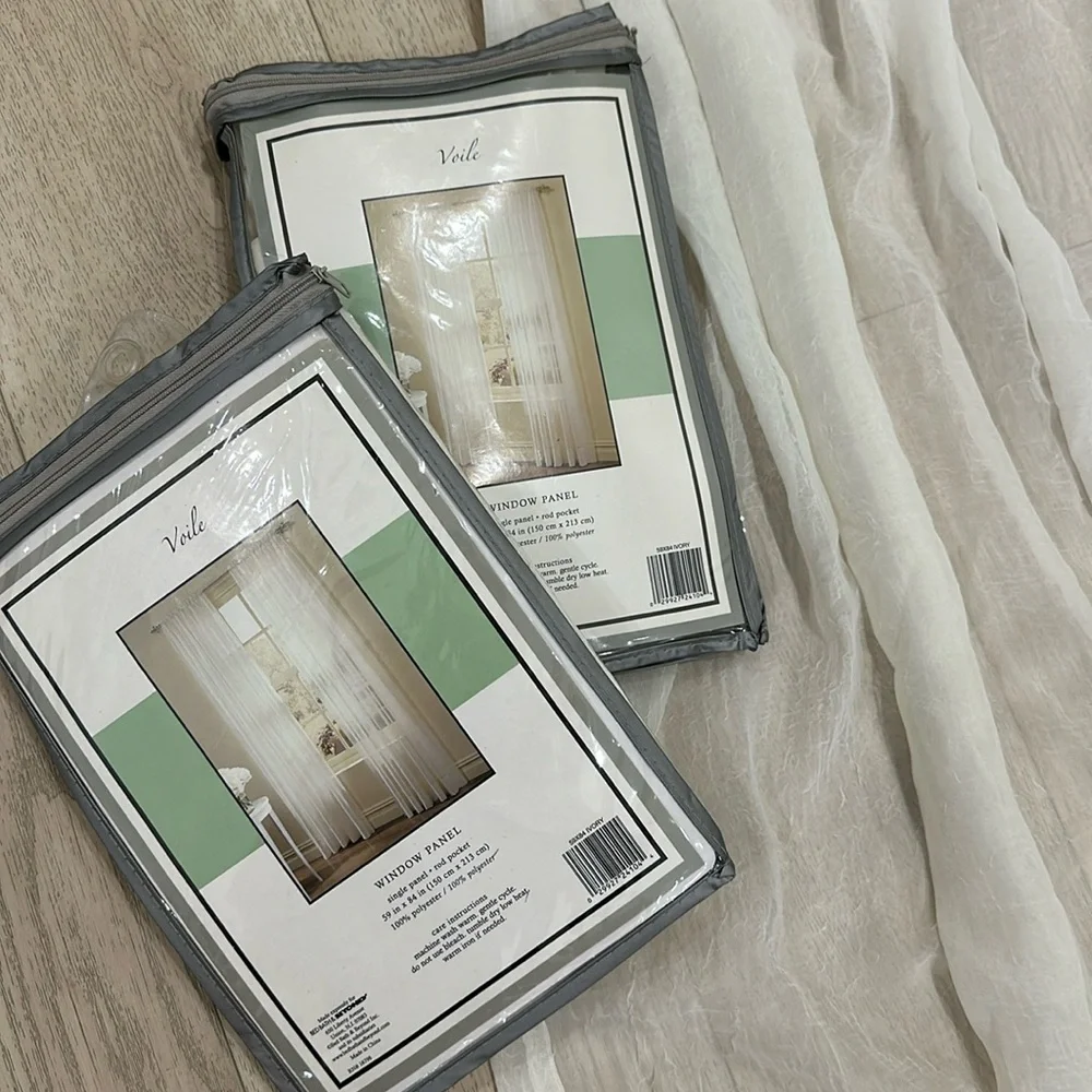 Cream textured fabric curtains